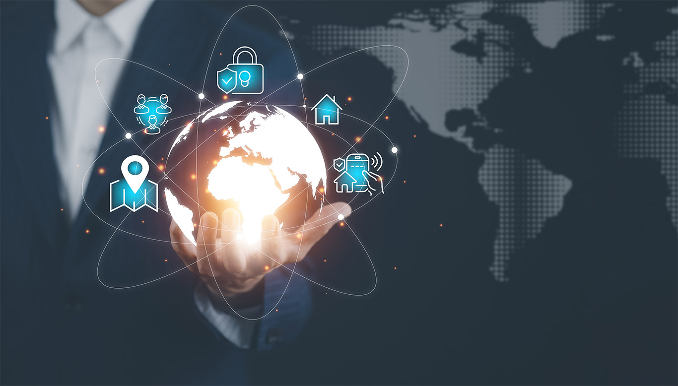 New metaverse with icon business concept,Business hand holding a virtual globe with financial icons future technology, business goals, online communication,graph Screen Icon of a media screen,big data